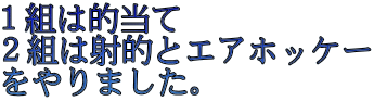 １組は的当て ２組は射的とエアホッケー をやりました。