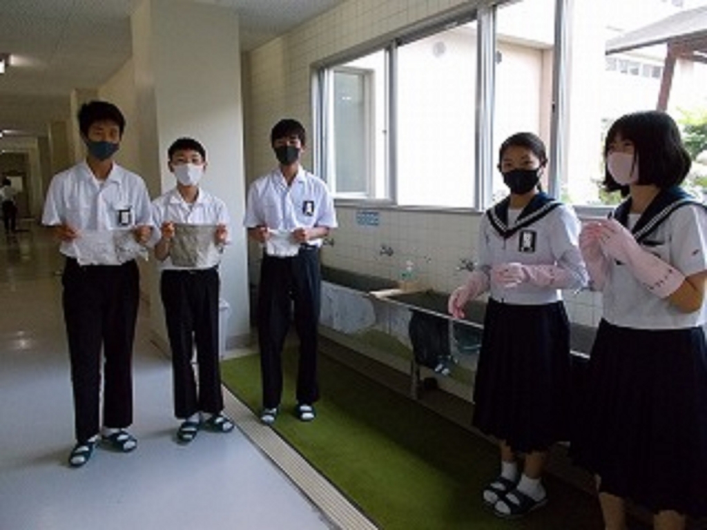 中学　掃除 佐屋中学校-